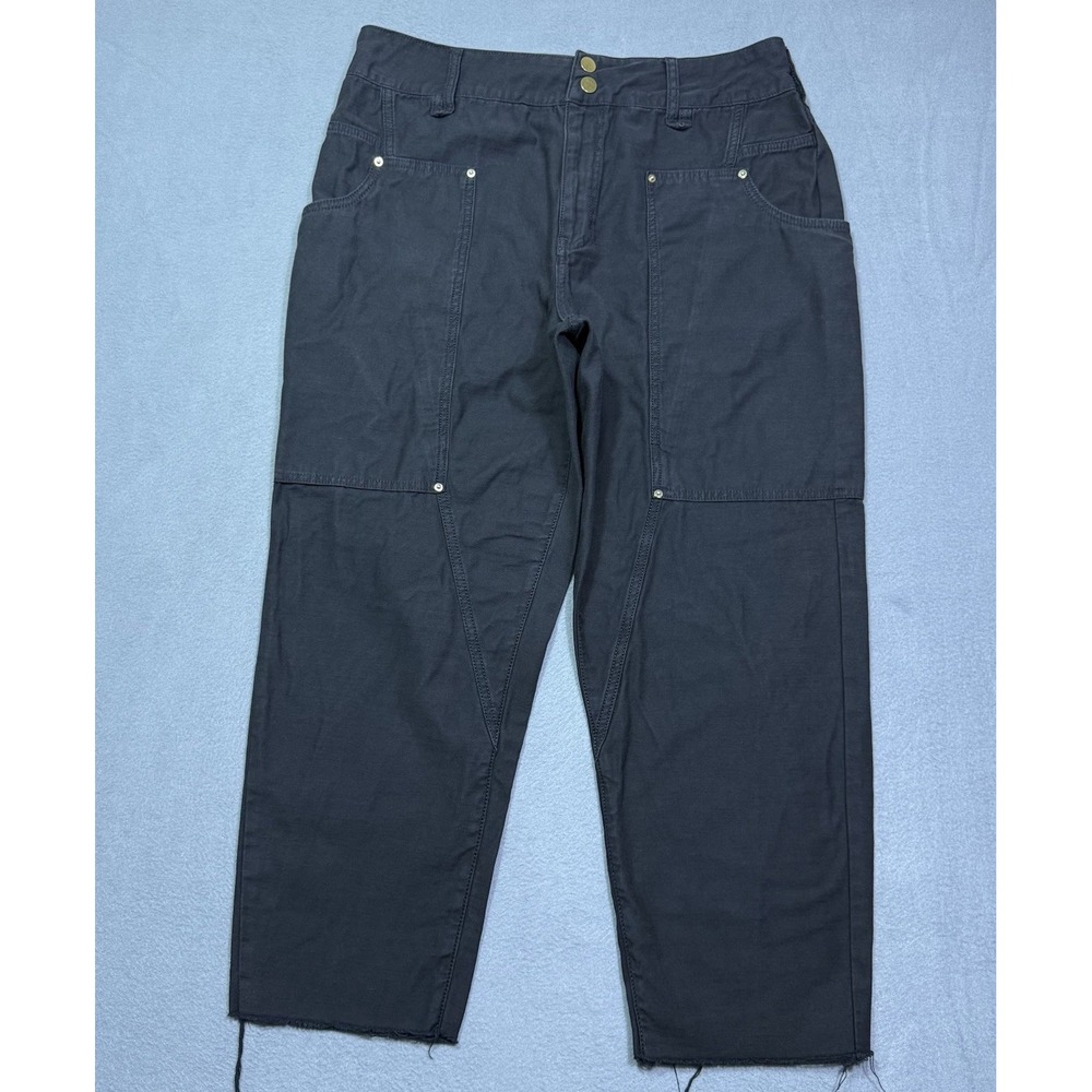 Frame Utility Carpenter Pants Womens 33x26 Washed Black Wide Leg Crop Taper